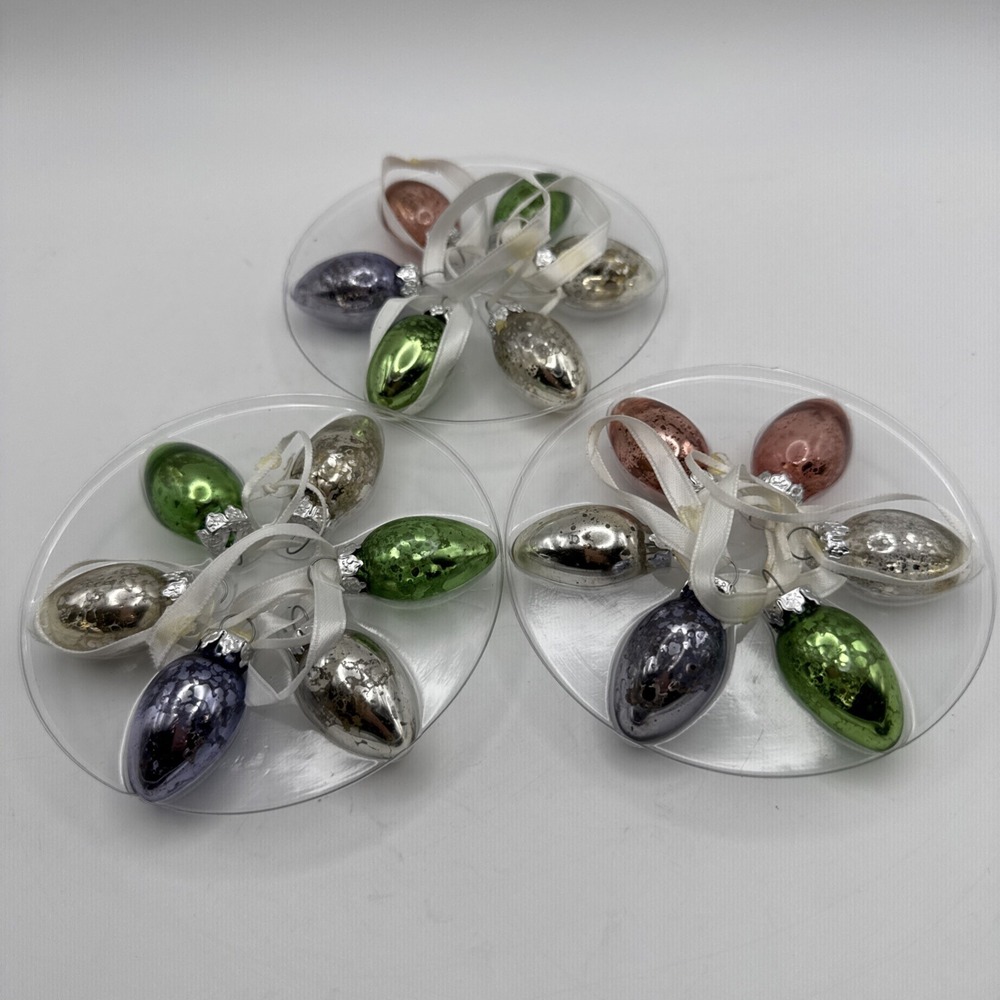 Pottery Barn Mercury Glass Mini Ornament Easter Eggs Set of 18‎ Boxed Assorted
